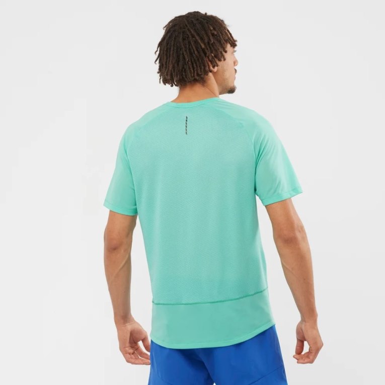 Turquoise Salomon Cross Rebel Short Sleeve Men's T-Shirts | PH 40859E